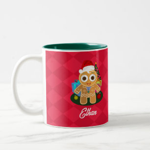Ginger Bread Man Red On Red Diamond Two-Tone Coffee Mug