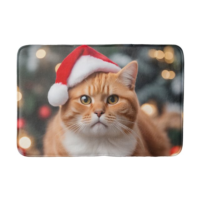 Ginger British Shorthair Christmas Bath Mat (Front)