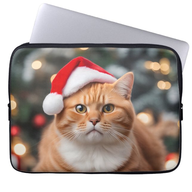 Ginger British Shorthair Christmas Laptop Sleeve (Front)