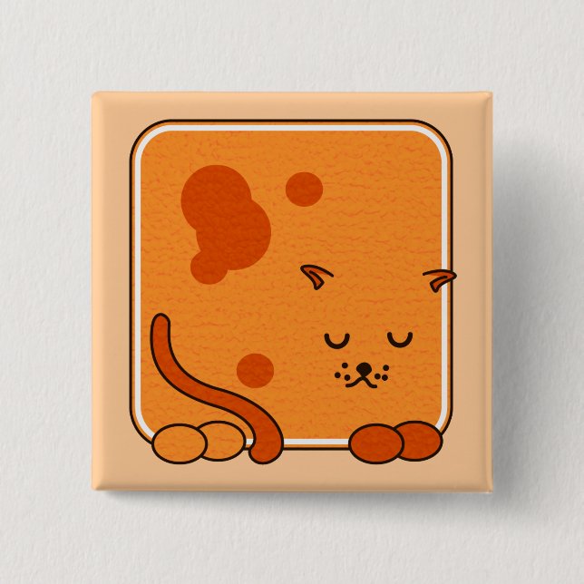 Ginger cat 15 cm square badge (Front)
