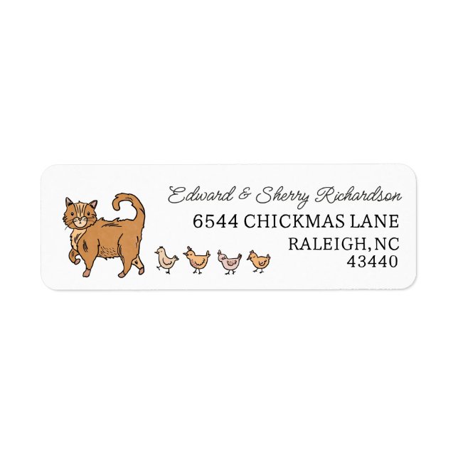 Ginger Cat and Chicks Return Address (Front)
