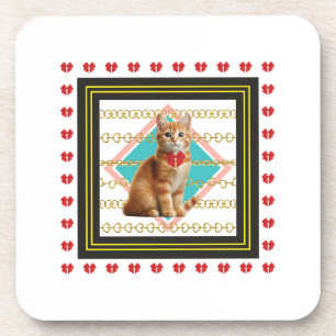 Ginger cat and Golden chain Hard plastic coaster