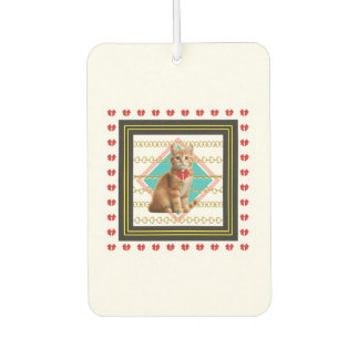 Ginger cat and Golden chain Hard plastic coaster Car Air Freshener