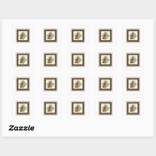 Ginger cat and Golden chain Hard plastic coaster Square Sticker