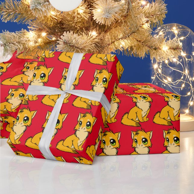 GINGER CAT ART CHRISTMAS WRAPPING PAPER (Holidays)