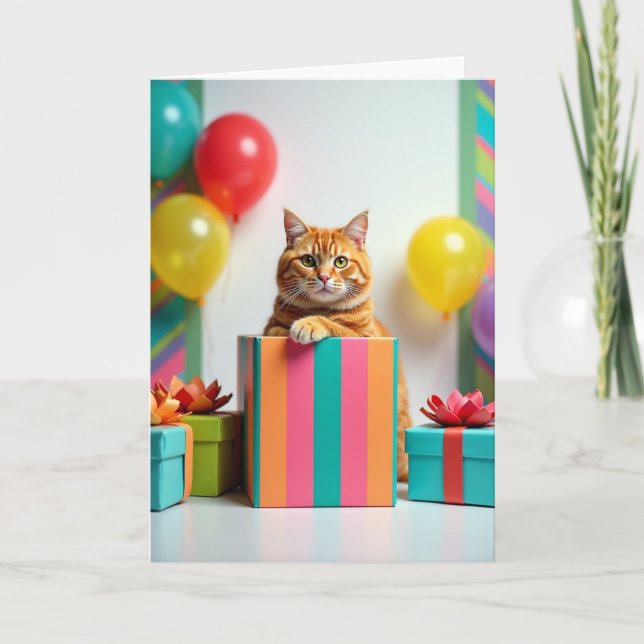 Ginger Cat Birthday Card (Front)