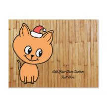 Ginger Cat Cartoon on Picture of Wood. Custom Text