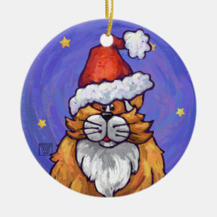 Ginger Cat Christmas Ceramic Tree Decoration