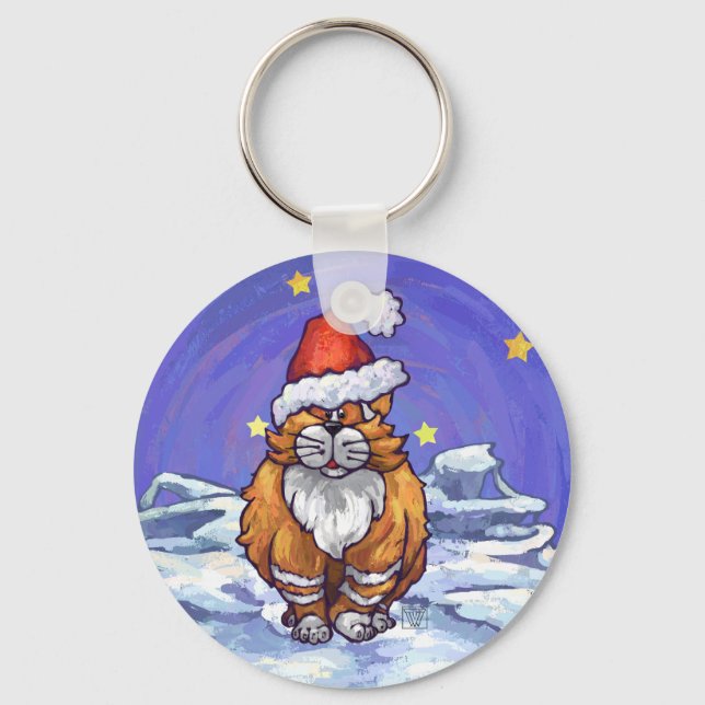 Ginger Cat Christmas Key Ring (Front)