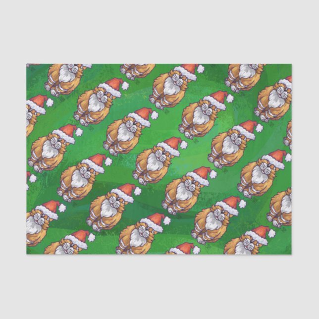 Ginger Cat Christmas On Green Tissue Paper (Front)