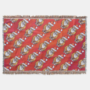 Ginger Cat Christmas On Red Throw Blanket