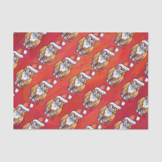 Ginger Cat Christmas On Red Tissue Paper (Front)