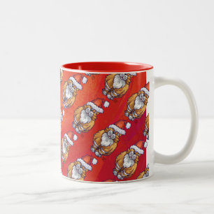 Ginger Cat Christmas On Red Two-Tone Coffee Mug