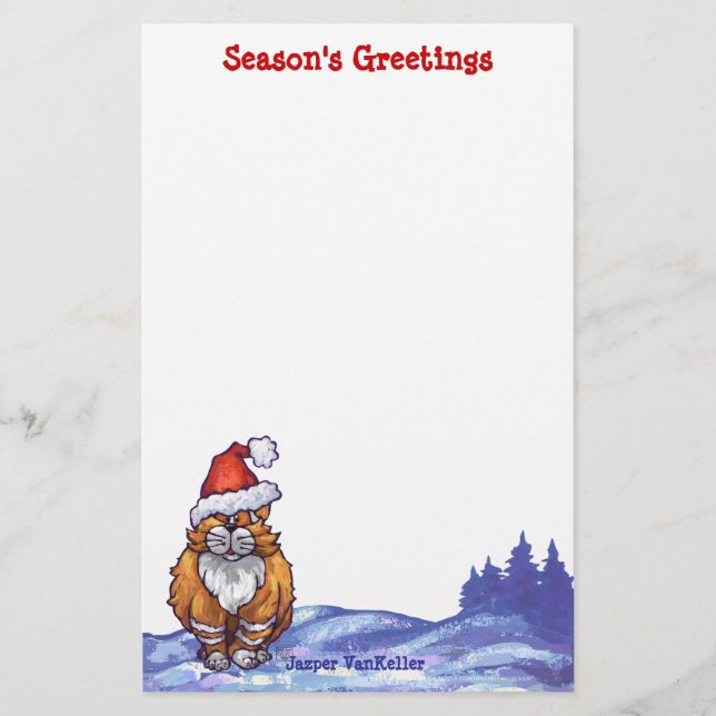 Ginger Cat Christmas Stationery (Front)