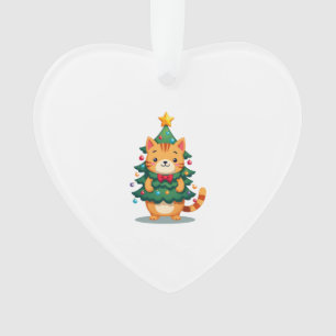 Ginger Cat Christmas Tree Cute Xmas 2 Ornament