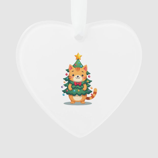 Ginger Cat Christmas Tree Cute Xmas 2 Ornament (Front)
