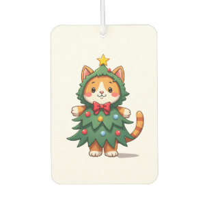 Ginger Cat Christmas Tree Cute Xmas 3 Car Air Freshener