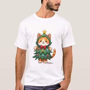 Ginger Cat Christmas Tree Cute Xmas 3 T-Shirt
