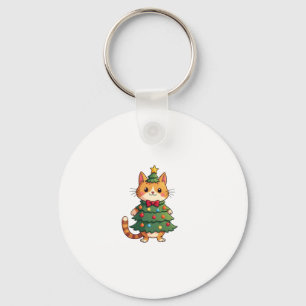 Ginger Cat Christmas Tree Cute Xmas 4 Key Ring