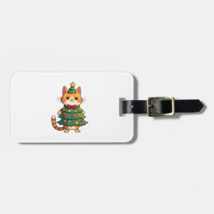 Ginger Cat Christmas Tree Cute Xmas 4 Luggage Tag