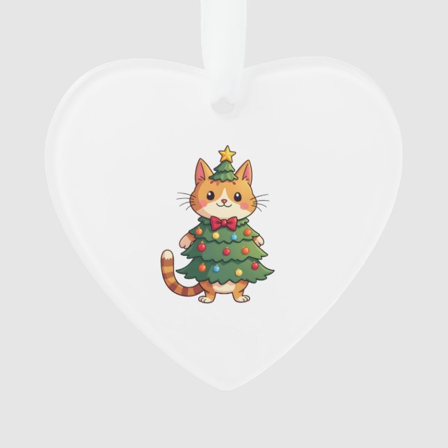 Ginger Cat Christmas Tree Cute Xmas 4 Ornament (Front)