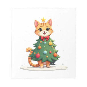 Ginger Cat Christmas Tree Cute Xmas Girls Kids Tod Notepad