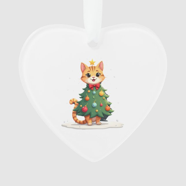 Ginger Cat Christmas Tree Cute Xmas Girls Kids Tod Ornament (Front)