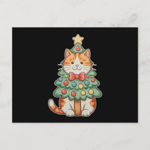 Ginger Cat Christmas Tree Star Ornaments Xmas Holiday Postcard
