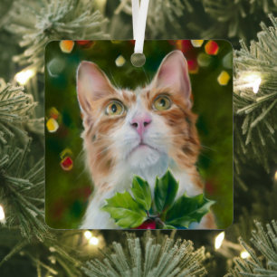 Ginger Cat Christmas Wonder Metal Tree Decoration