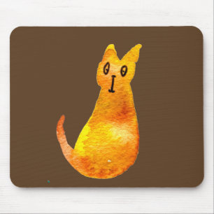 Ginger cat cute watercolor illustration art mouse mat