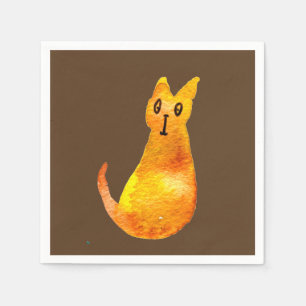 Ginger cat cute watercolor illustration art napkin