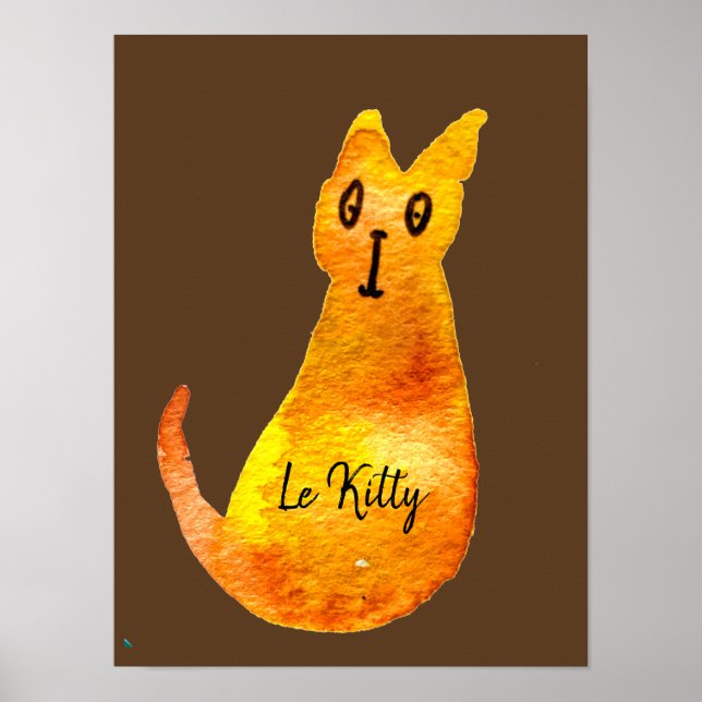 Ginger cat cute watercolor illustration art poster (Front)