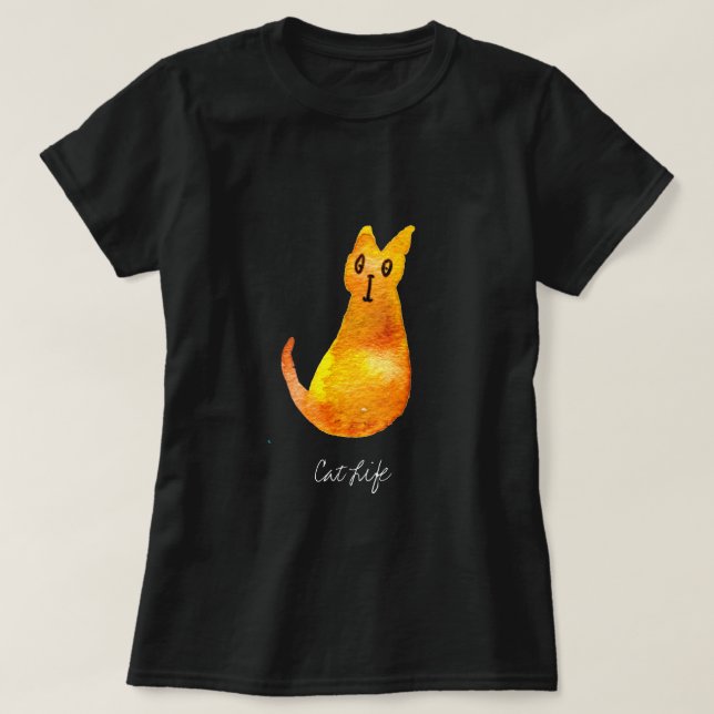 Ginger cat cute watercolor illustration art T-Shirt (Design Front)