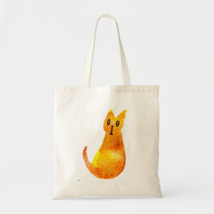 Ginger cat cute watercolor illustration art tote bag