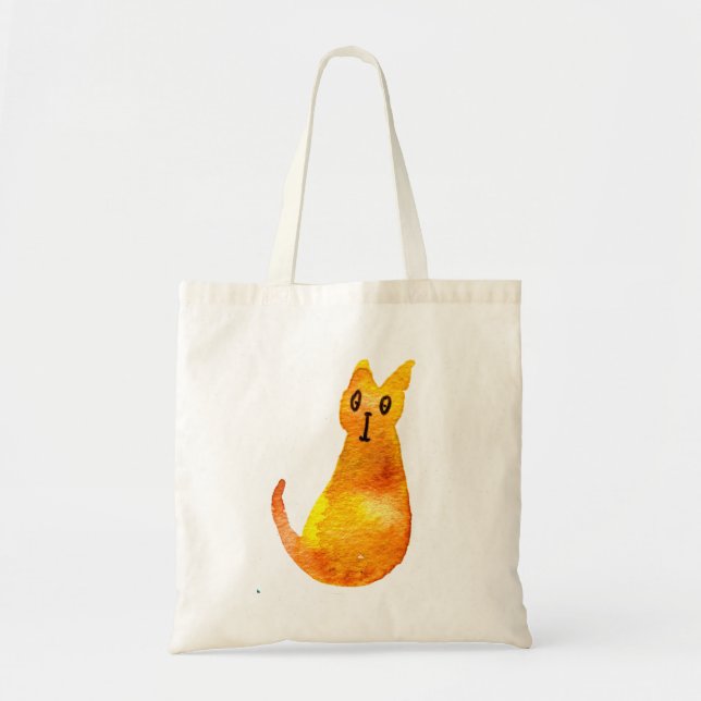 Ginger cat cute watercolor illustration art tote bag (Front)
