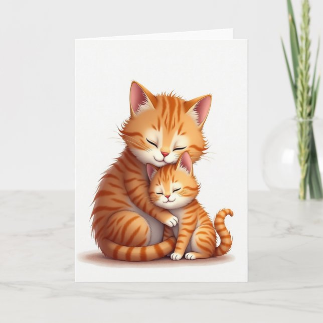 Ginger Cat Embrace Day Card (Front)