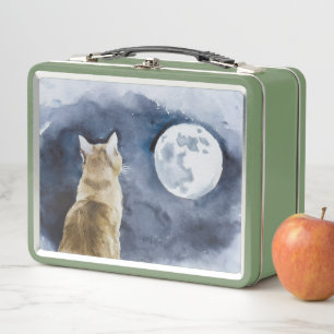 Ginger Cat & Full Moon Metal Lunch Box