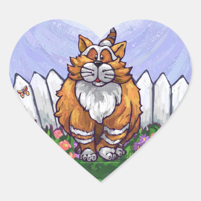 Ginger Cat Gifts & Accessories Heart Sticker (Front)