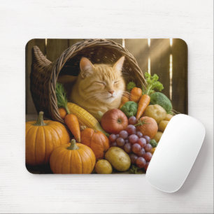 Ginger Cat In a Harvest Cornucopia Mouse Mat