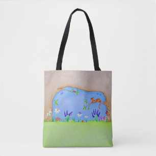 Ginger Cat in a Tree Watercolour Tote Bag