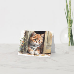  Ginger Cat In Doorway Blank Note Card