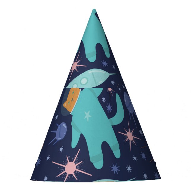 Ginger cat in space galaxy adventure party hat (Front)