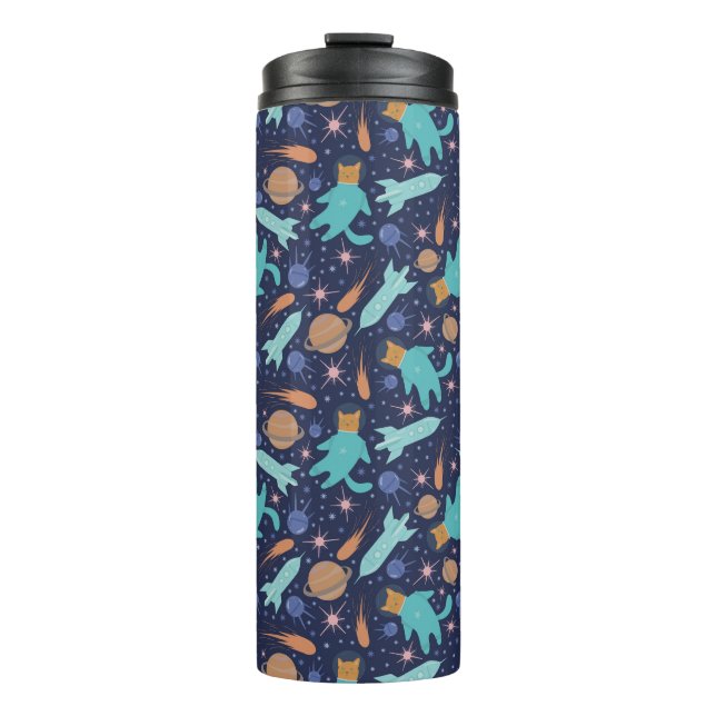 Ginger cat in space galaxy adventure thermal tumbler (Front)