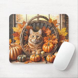 Ginger Cat in Thanksgiving Cornucopia Mouse Mat
