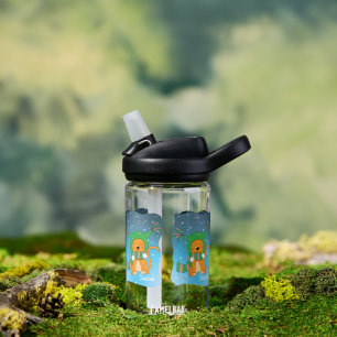 Ginger Cat in the Snow Kid Water Bottle