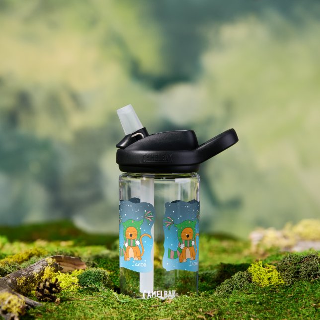 Ginger Cat in the Snow Kid Water Bottle (Outdoor)