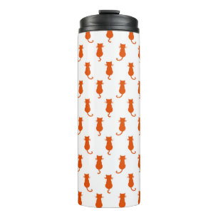 Ginger Cat Isolated on White Polka Dot Pattern Thermal Tumbler