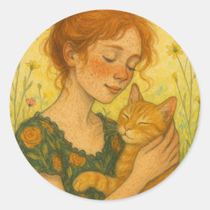 Ginger Cat Mum Orange Tabby Cats Classic Round Sticker