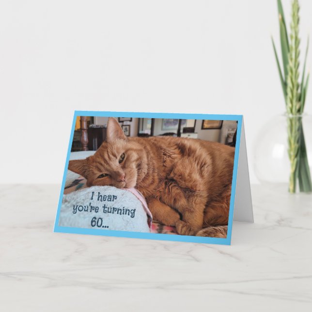 Ginger Cat Napping Birthday Card  (Front)