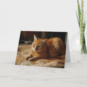 Ginger Cat on a Bed All Occasions  Card